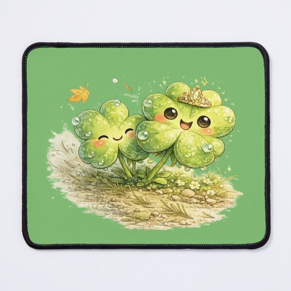 Item preview, Kawaii Clover Illustration – Cute Three-Leaf and Four-Leaf Sibling Art designed and sold by MagicMakerPh.