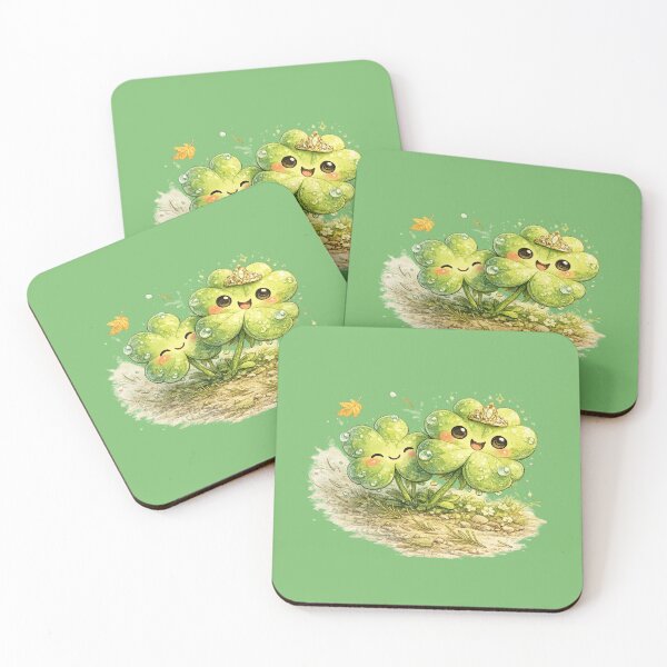Item preview, Kawaii Clover Illustration – Cute Three-Leaf and Four-Leaf Sibling Art designed and sold by MagicMakerPh.