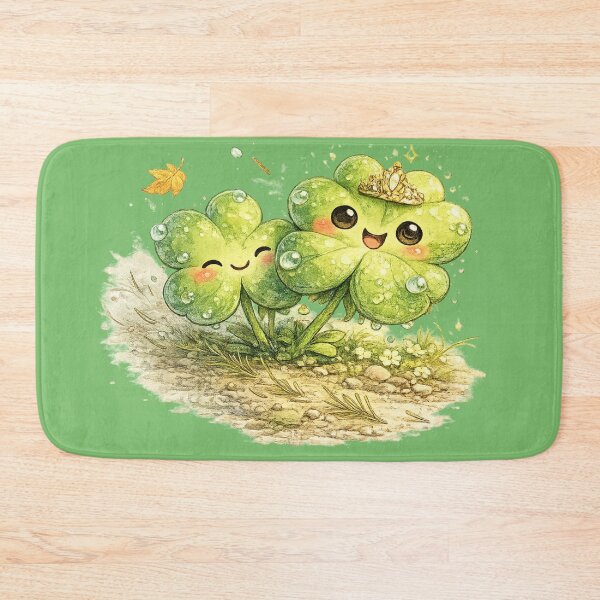 Item preview, Kawaii Clover Illustration – Cute Three-Leaf and Four-Leaf Sibling Art designed and sold by MagicMakerPh.