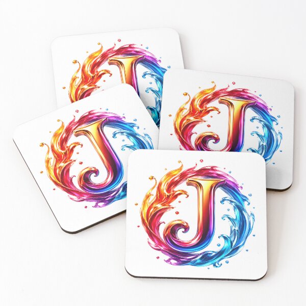 Item preview, AquaFlare Chromaflow Letter J designed and sold by BlissBlvdShop.