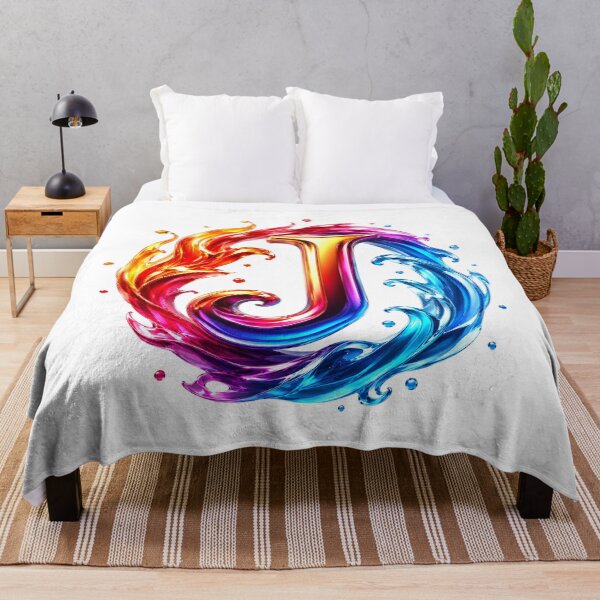 Item preview, AquaFlare Chromaflow Letter J designed and sold by BlissBlvdShop.