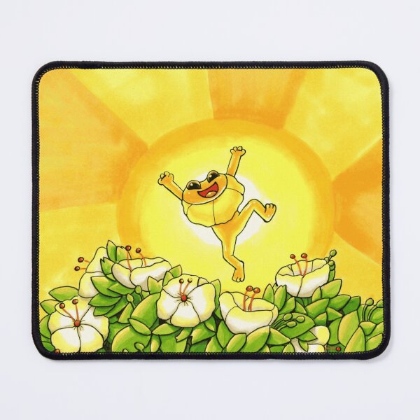 Item preview, Joyful Yellow Frog Jumping in Sunny Flower Field designed and sold by Dapper-Frog.