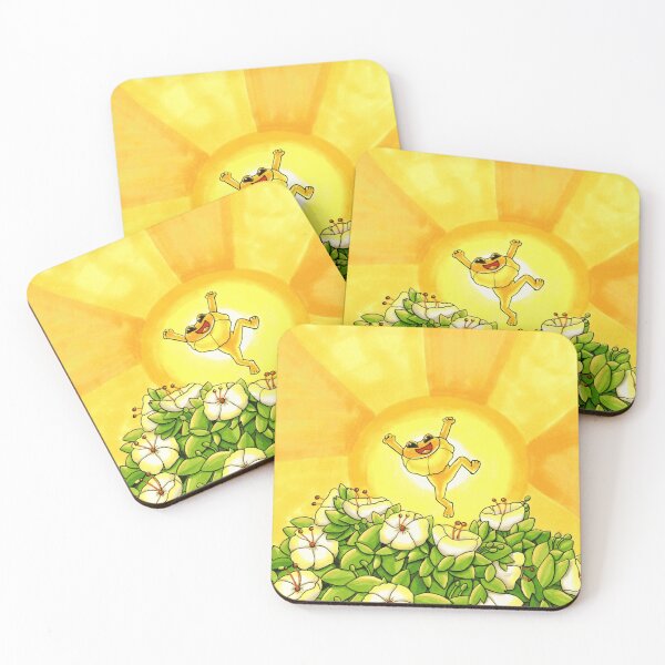 Item preview, Joyful Yellow Frog Jumping in Sunny Flower Field designed and sold by Dapper-Frog.