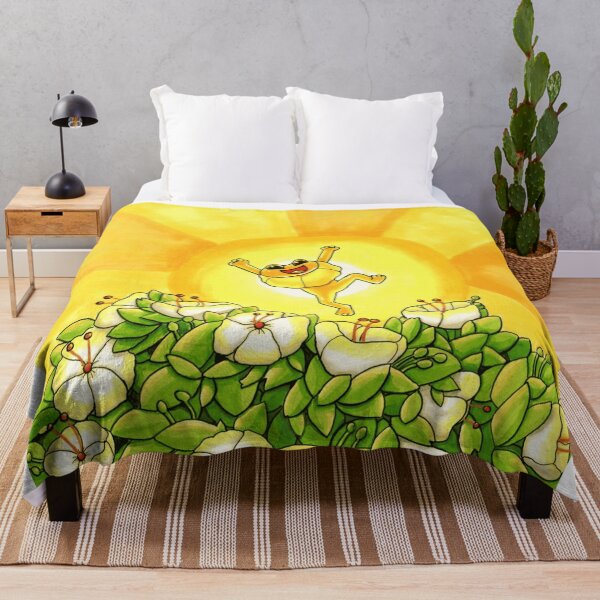 Item preview, Joyful Yellow Frog Jumping in Sunny Flower Field designed and sold by Dapper-Frog.