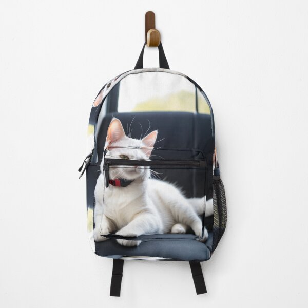 Item preview, Animals - White Cat with Amber Eyes, Feline Elegance on Black Sofa designed and sold by World-Pets.