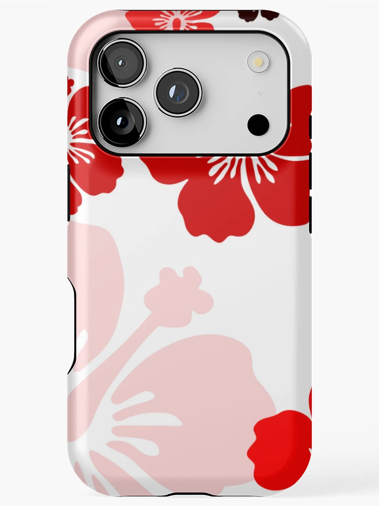 Thumbnail 1 of 4, iPhone Case, Red Hibiscus floral pattern by RKTOPIC designed and sold by RKTopic.