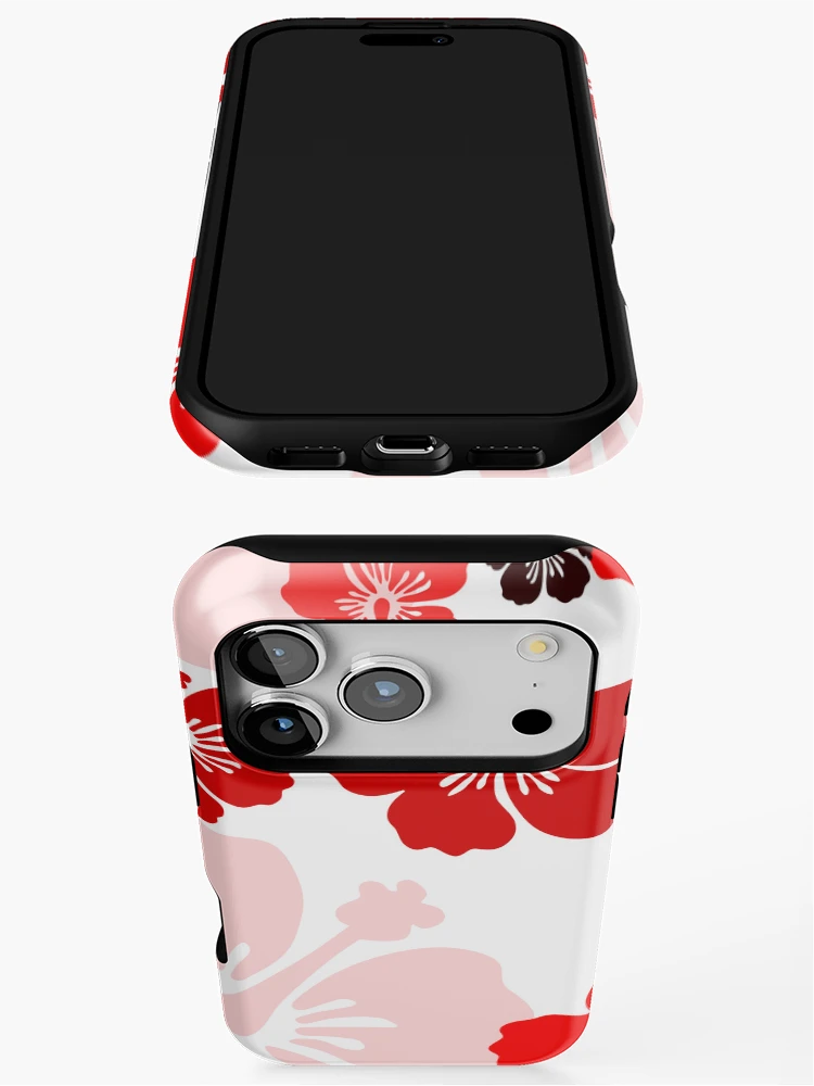 Thumbnail 3 of 4, iPhone Case, Red Hibiscus floral pattern by RKTOPIC designed and sold by RKTopic.
