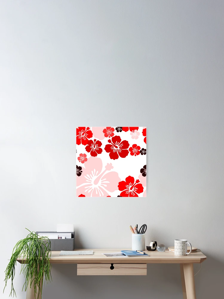 Thumbnail 2 of 3, Poster, Red Hibiscus floral pattern by RKTOPIC designed and sold by RKTopic.