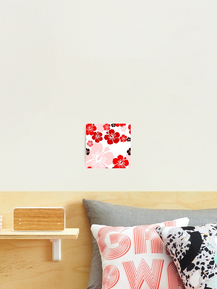 Thumbnail 2 of 3, Photographic Print, Red Hibiscus floral pattern by RKTOPIC designed and sold by RKTopic.