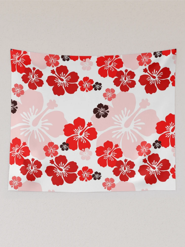 Thumbnail 2 of 3, Tapestry, Red Hibiscus floral pattern by RKTOPIC designed and sold by RKTopic.