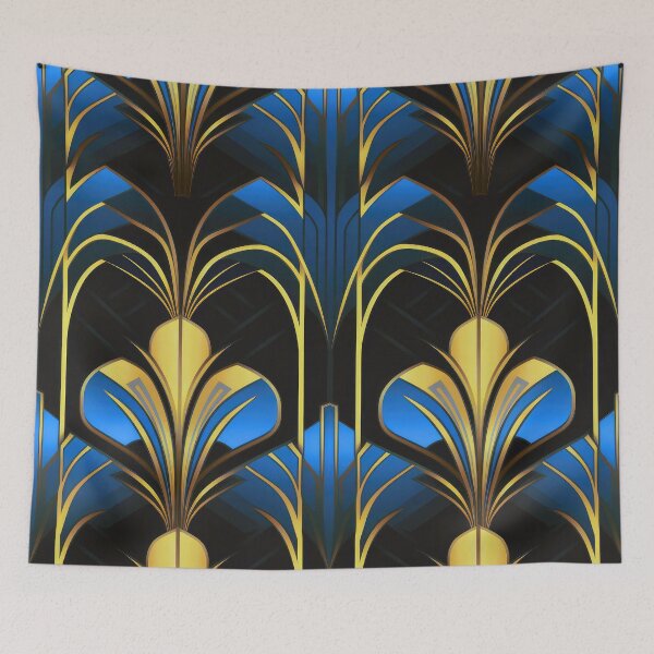 Item preview, Sky Blue And Golden Hues Art Deco Pattern designed and sold by DEC02.