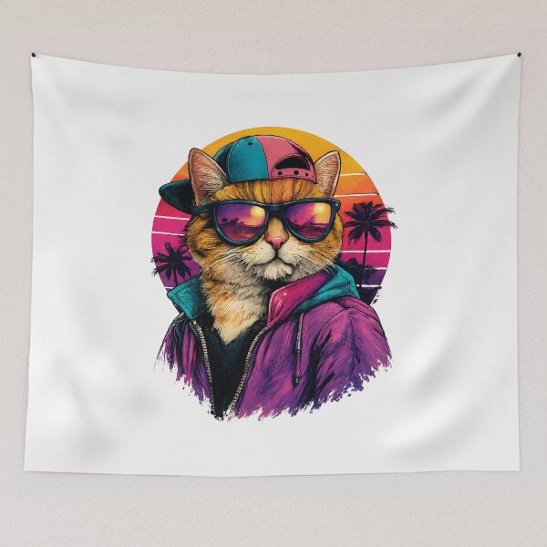 Item preview, Retro Vaporwave Cat designed and sold by VerdePegajoso.