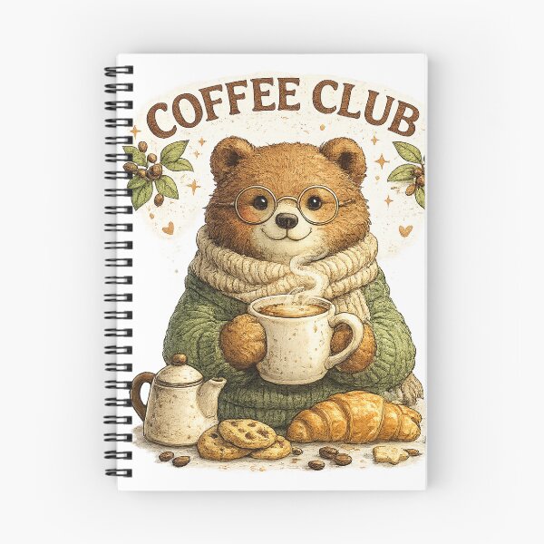 Item preview, Coffee Club Bear – Cozy Animal Club Collection designed and sold by بيعها | Bee3ha.