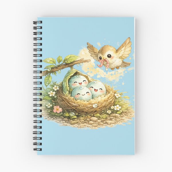 Item preview, Kawaii Bird Nest Illustration – Cute Spring Family Eggs and Worm Gift Art designed and sold by MagicMakerPh.