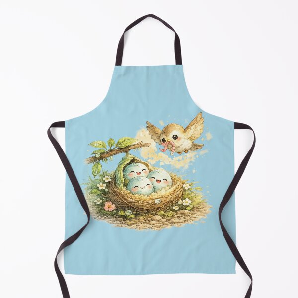 Item preview, Kawaii Bird Nest Illustration – Cute Spring Family Eggs and Worm Gift Art designed and sold by MagicMakerPh.