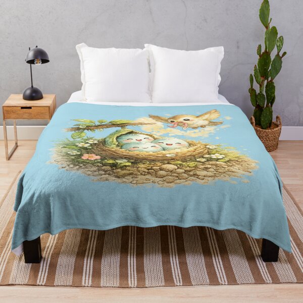 Item preview, Kawaii Bird Nest Illustration – Cute Spring Family Eggs and Worm Gift Art designed and sold by MagicMakerPh.
