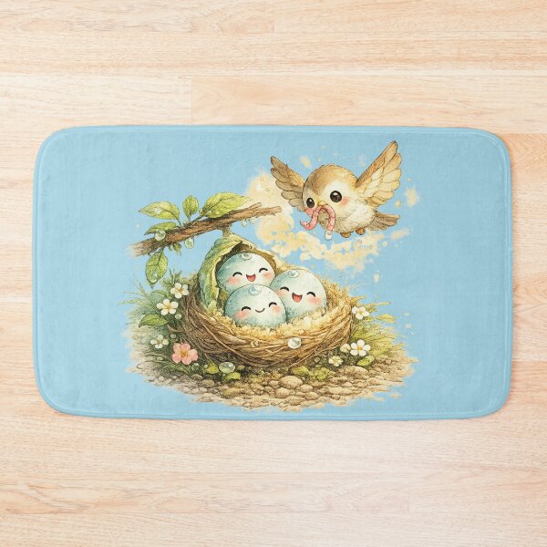 Item preview, Kawaii Bird Nest Illustration – Cute Spring Family Eggs and Worm Gift Art designed and sold by MagicMakerPh.