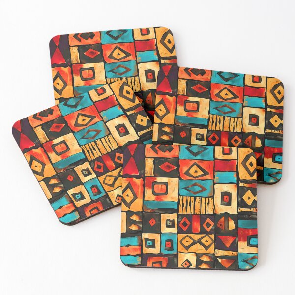 Item preview, African Art Red, Yellow, And Aqua Designs Pattern   designed and sold by DEC02.