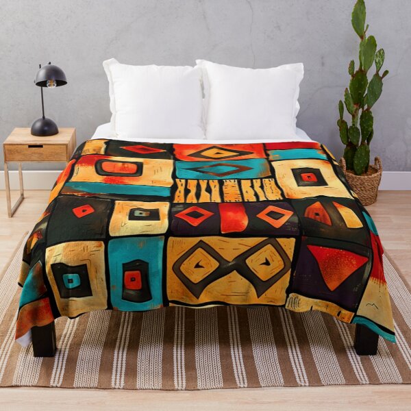 Item preview, African Art Red, Yellow, And Aqua Designs Pattern   designed and sold by DEC02.
