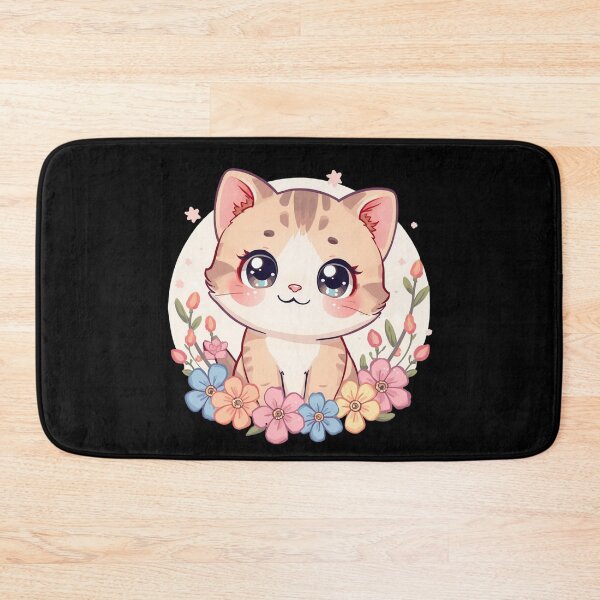 Item preview, Cute Kawaii Kitten Floral Portrait Illustration designed and sold by Oddifys.