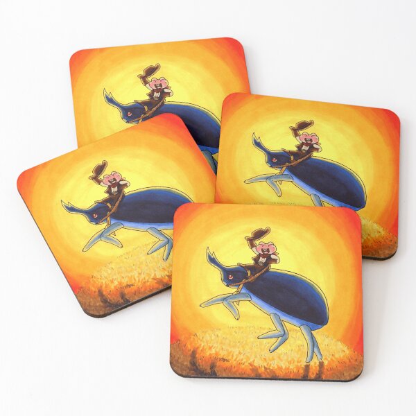 Item preview, Pink Cowboy Frog Riding Giant Blue Beetle Sunset designed and sold by Dapper-Frog.