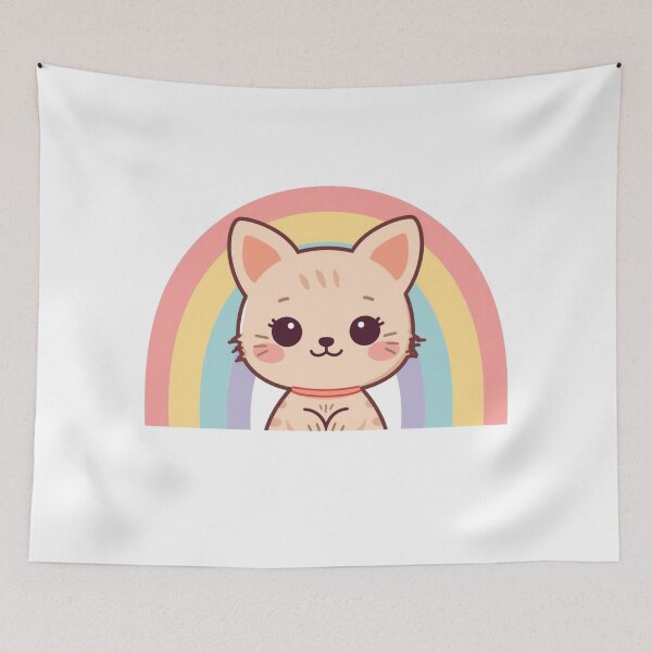 Item preview, Cute Kawaii Cat Rainbow Illustration designed and sold by Oddifys.