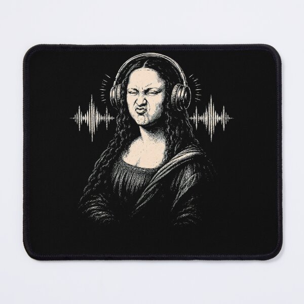 Item preview, Mona Lisa With Headphones – Funny Classical Art Music Lover Design designed and sold by PosiMCreations.