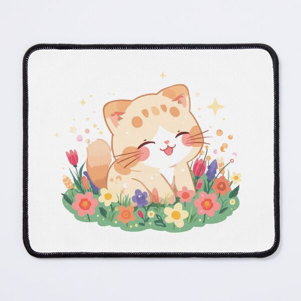 Item preview, Happy Kawaii Cat Sitting in Flower Garden designed and sold by Oddifys.