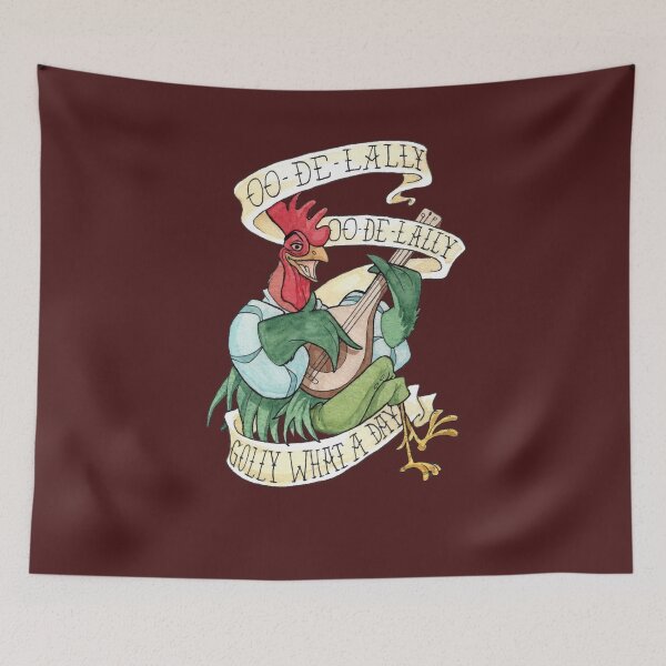 Item preview, Alan-A-Dale Rooster OO-De-Lally Golly What A Day Tattoo Watercolor Painting Robin Hood Men Logo Music designed and sold by KaseyGreenfel.