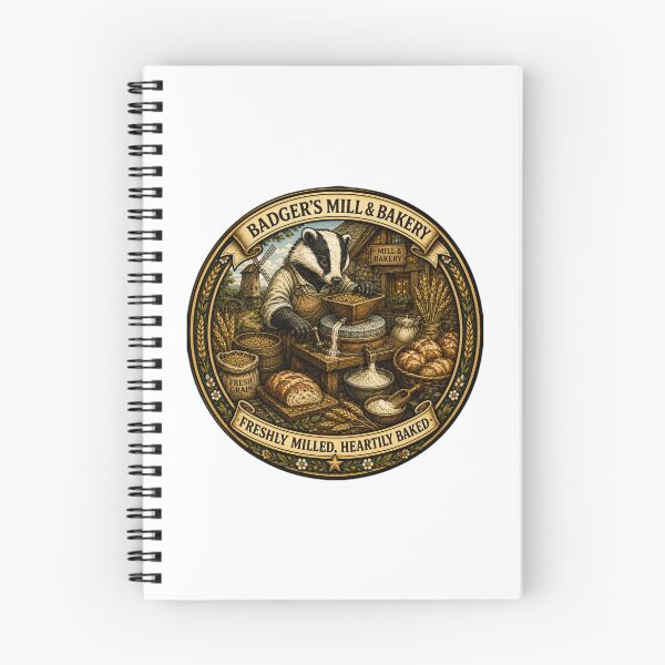 Item preview, Badger's Mill & Bakery | Cozy Woodland Bakery | Cottagecore Badger Baker Fantasy designed and sold by MrDev.