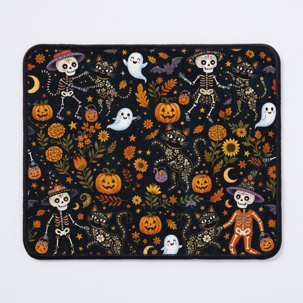 Item preview, Spooky Halloween Cats and Skeleton Pattern designed and sold by Iampoji.