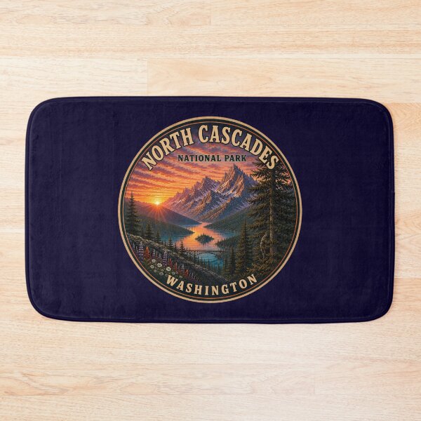 Aperçu de l'œuvre Autocollant rond du parc national des North Cascades | Écusson Bigfoot de Washington créée et vendue par Swanny's Custom T-shirt and Gift Designs.
