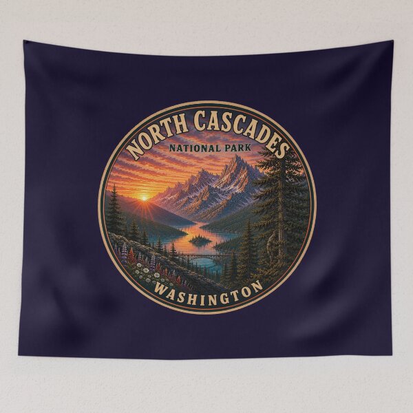 Item preview, North Cascades National Park Round Sticker | Washington Bigfoot Patch designed and sold by Swanny's Custom T-shirt and Gift Designs.