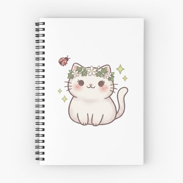 Item preview, Cute Kawaii Flower Crown White Cat Sticker | Anime Style Ladybug Kitten Art | Laptop Sticker | Gift for Cat Lovers designed and sold by Chipkooo.