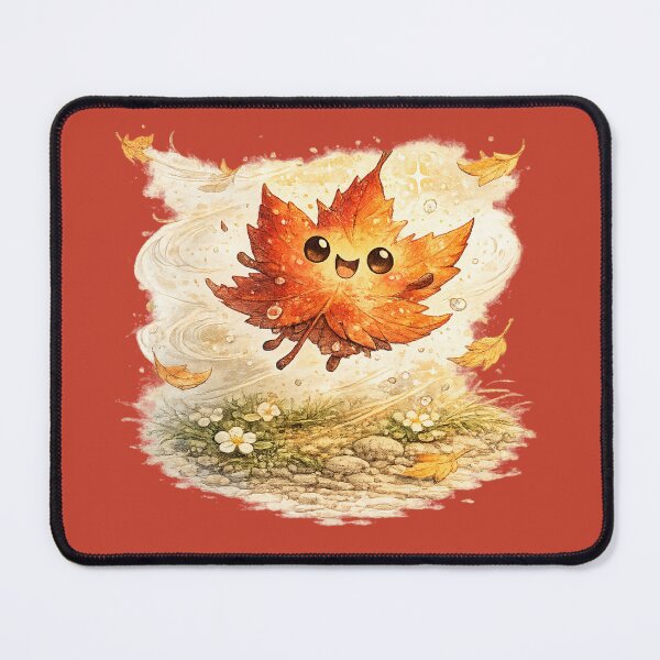 Item preview, Kawaii Autumn Leaf Illustration – Cute Windswept Free Falling Maple Art designed and sold by MagicMakerPh.