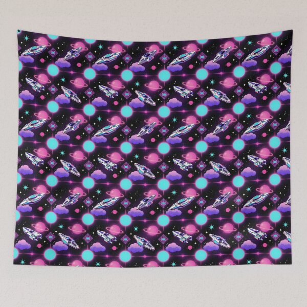 Item preview, Vaporwave Starships Seamless Pattern designed and sold by GalacticLabs.