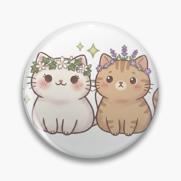 Item preview, Cute Kawaii Best Friends Flower Crown Cats Sticker | Anime Style Lavender Kitten Art | Laptop Sticker | Gift for Cat Lovers designed and sold by Chipkooo.
