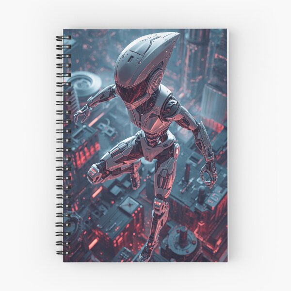 Item preview, Cyberpunk Mecha Robot Flying Over City designed and sold by Uniquely Yours.