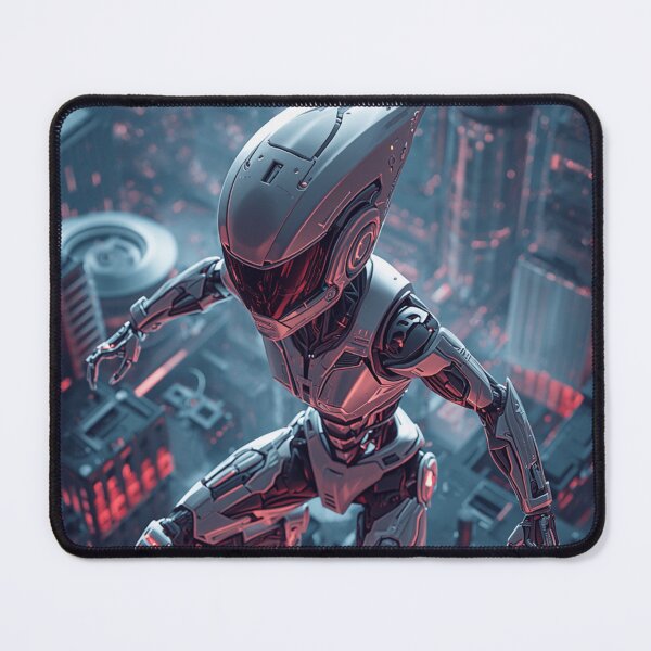 Item preview, Cyberpunk Mecha Robot Flying Over City designed and sold by Uniquely Yours.