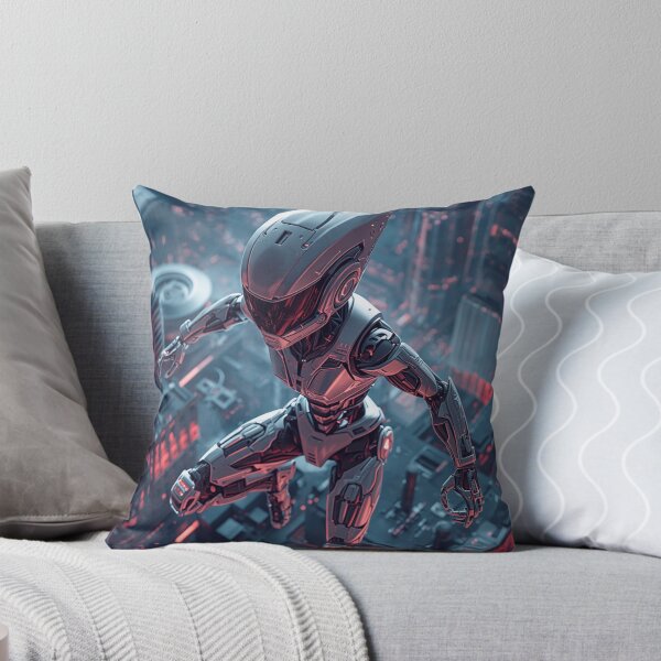 Item preview, Cyberpunk Mecha Robot Flying Over City designed and sold by Uniquely Yours.