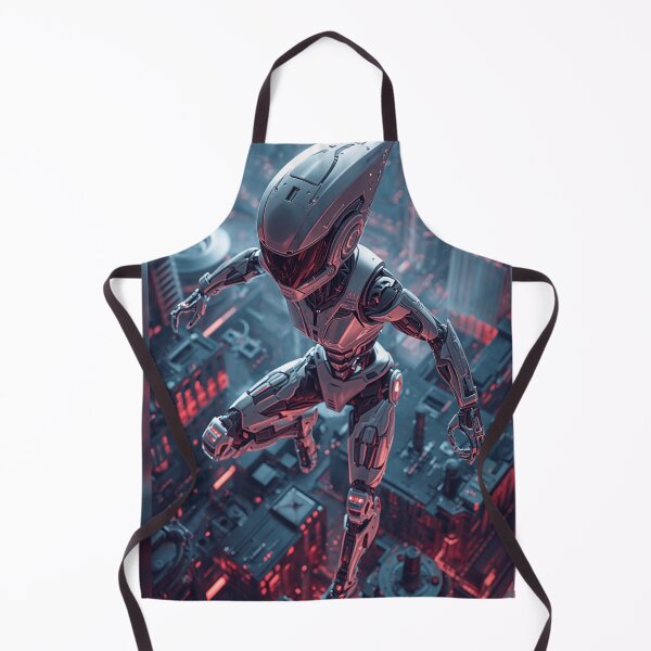 Item preview, Cyberpunk Mecha Robot Flying Over City designed and sold by Uniquely Yours.