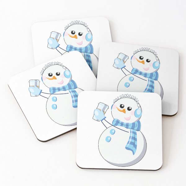 Item preview, Blue Snowman Drinking Coffee designed and sold by colormemaroon.