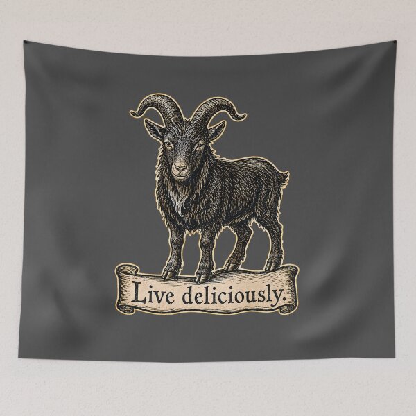 Item preview, Live Deliciously Vintage Black Goat Occult Folk Prints designed and sold by PinUpPizzazz.