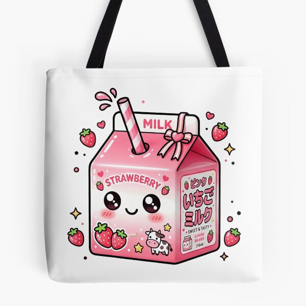Item preview, Kawaii Strawberry Milk Carton - Cute Japanese Aesthetic Pink Milk Box designed and sold by BobaBunny76.