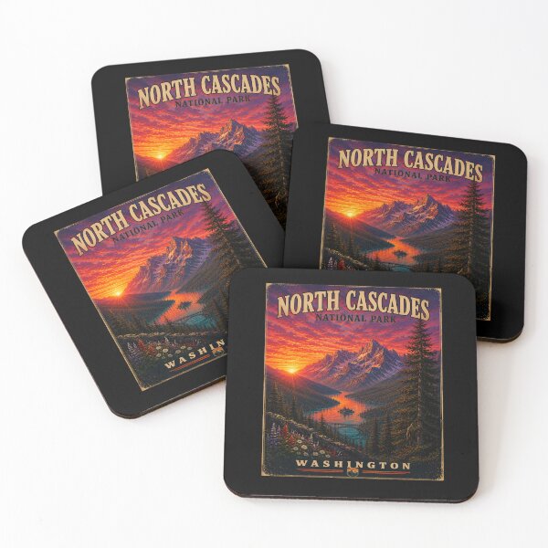 Item preview, North Cascades National Park | Washington Travel Poster | Hidden Bigfoot Art designed and sold by Swanny's Custom T-shirt and Gift Designs.