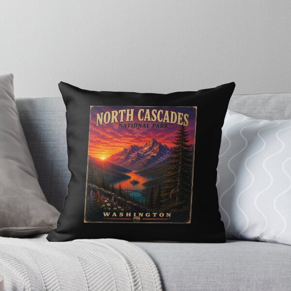 Item preview, North Cascades National Park | Washington Travel Poster | Hidden Bigfoot Art designed and sold by Swanny's Custom T-shirt and Gift Designs.