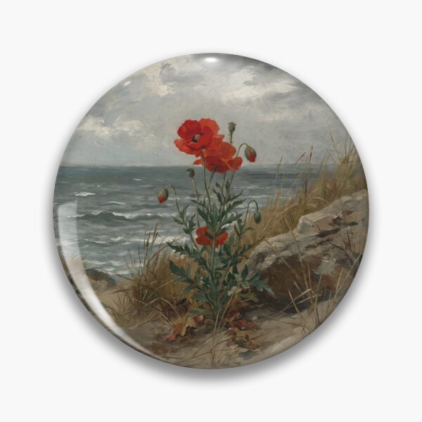 Item preview, Red Poppy Flower Painting in Winslow Homer Realism Art Style designed and sold by OddlySticky.