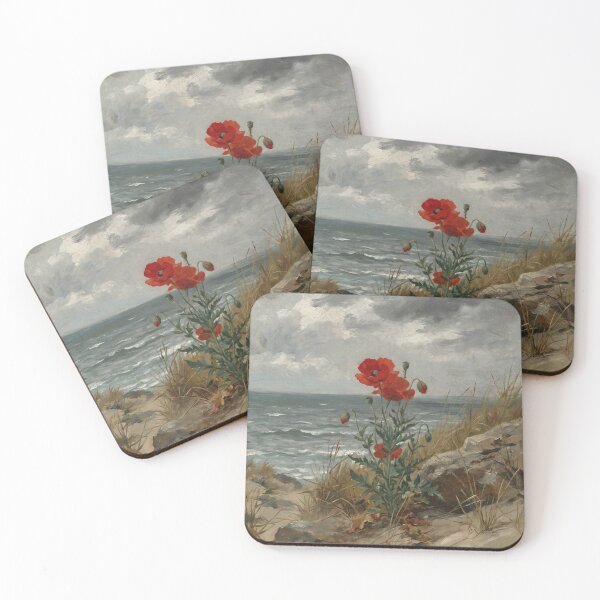 Item preview, Red Poppy Flower Painting in Winslow Homer Realism Art Style designed and sold by OddlySticky.