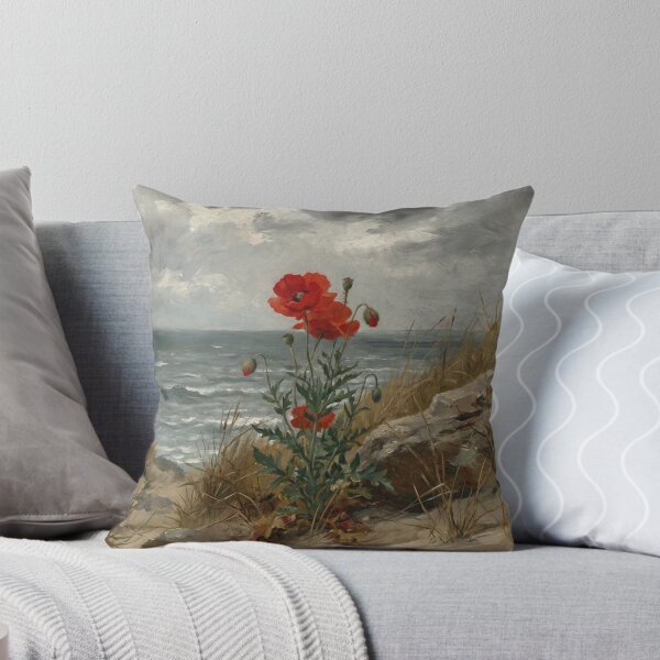 Item preview, Red Poppy Flower Painting in Winslow Homer Realism Art Style designed and sold by OddlySticky.