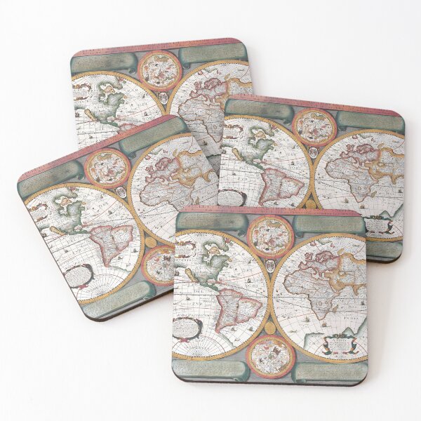 Item preview, A 17th-Century World Map with Celestial Hemispheres (1646) designed and sold by interdesigner.